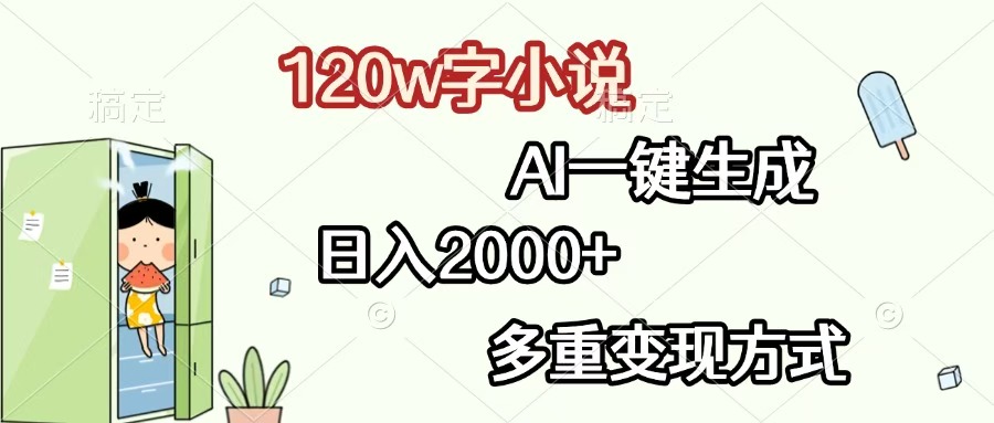 120w字小说，AI一键生成，日入2000+，多重变现方式创鑫阁-网创项目资源站-副业项目-创业项目-搞钱项目创鑫阁