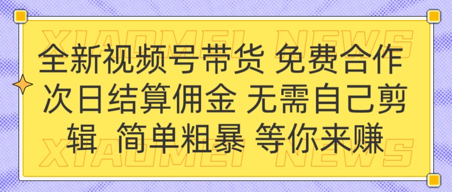 全新视频号 免费合作 佣金次日结算 无需自己剪辑创鑫阁-网创项目资源站-副业项目-创业项目-搞钱项目创鑫阁