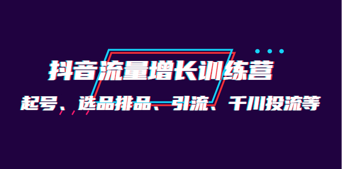 月销1.6亿实操团队·抖音流量增长训练营：起号、选品排品、引流 千川投流等创鑫阁-网创项目资源站-副业项目-创业项目-搞钱项目创鑫阁