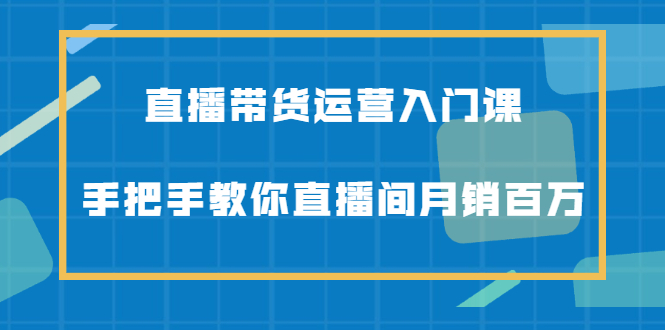 直播带货运营入门课，手把手教你直播间月销百万创鑫阁-网创项目资源站-副业项目-创业项目-搞钱项目创鑫阁