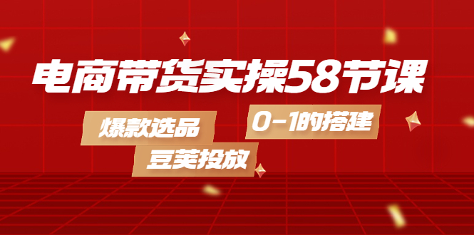 电商带货实操58节课，爆款选品，豆荚投放，0-1的搭建创鑫阁-网创项目资源站-副业项目-创业项目-搞钱项目创鑫阁