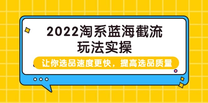 2022淘系蓝海截流玩法实操：让你选品速度更快，提高选品质量（价值599）创鑫阁-网创项目资源站-副业项目-创业项目-搞钱项目创鑫阁