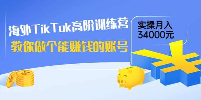 海外TikTok高阶训练营：教你做个能赚钱的账号，实操月入34000元！创鑫阁-网创项目资源站-副业项目-创业项目-搞钱项目创鑫阁