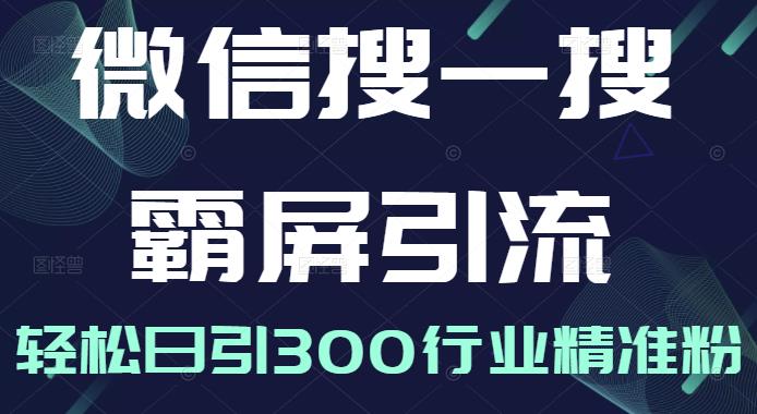 微信搜一搜霸屏引流课，打造被动精准引流系统，轻松日引300行业精准粉【无水印】创鑫阁-网创项目资源站-副业项目-创业项目-搞钱项目创鑫阁