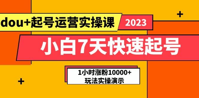 小白7天快速起号：dou+起号运营实操课，实战1小时涨粉10000+玩法演示创鑫阁-网创项目资源站-副业项目-创业项目-搞钱项目创鑫阁