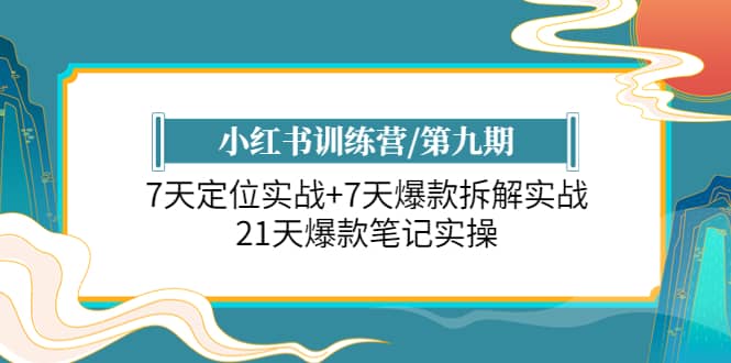小红书训练营/第九期：7天定位实战+7天爆款拆解实战，21天爆款笔记实操创鑫阁-网创项目资源站-副业项目-创业项目-搞钱项目创鑫阁