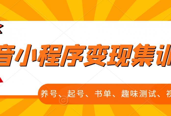 抖音小程序变现集训课，养号、起号、书单、趣味测试、视频剪辑，全套流程创鑫阁-网创项目资源站-副业项目-创业项目-搞钱项目创鑫阁