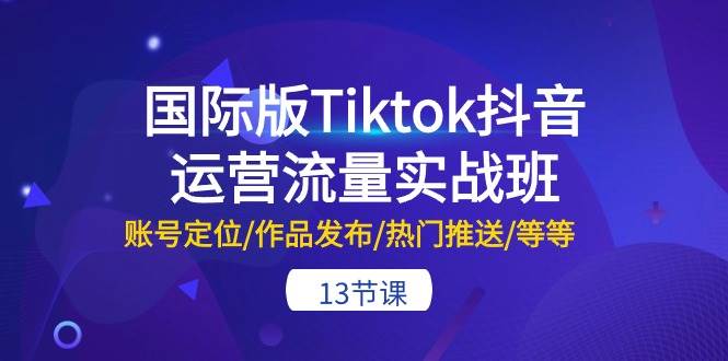 国际版Tiktok抖音运营流量实战班：账号定位/作品发布/热门推送/等等-13节创鑫阁-网创项目资源站-副业项目-创业项目-搞钱项目创鑫阁