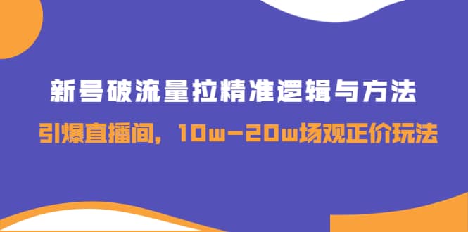 新号破流量拉精准逻辑与方法，引爆直播间，10w-20w场观正价玩法创鑫阁-网创项目资源站-副业项目-创业项目-搞钱项目创鑫阁