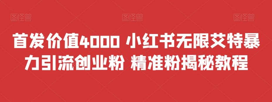 首发价值4000 小红书无限艾特暴力引流创业粉 精准粉揭秘教程创鑫阁-网创项目资源站-副业项目-创业项目-搞钱项目创鑫阁