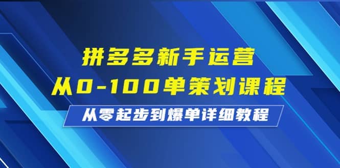 拼多多新手运营从0-100单策划课程，从零起步到爆单详细教程创鑫阁-网创项目资源站-副业项目-创业项目-搞钱项目创鑫阁