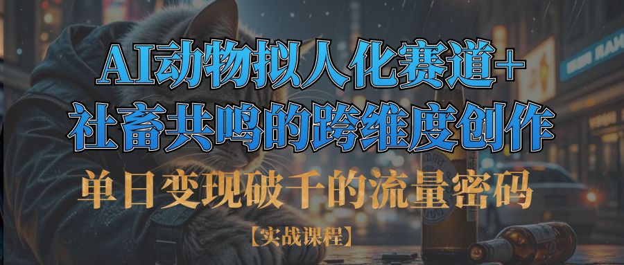 单日变现破千的流量密码,AI动物拟人化赛道+社畜共鸣的跨维度创作创鑫阁-网创项目资源站-副业项目-创业项目-搞钱项目创鑫阁