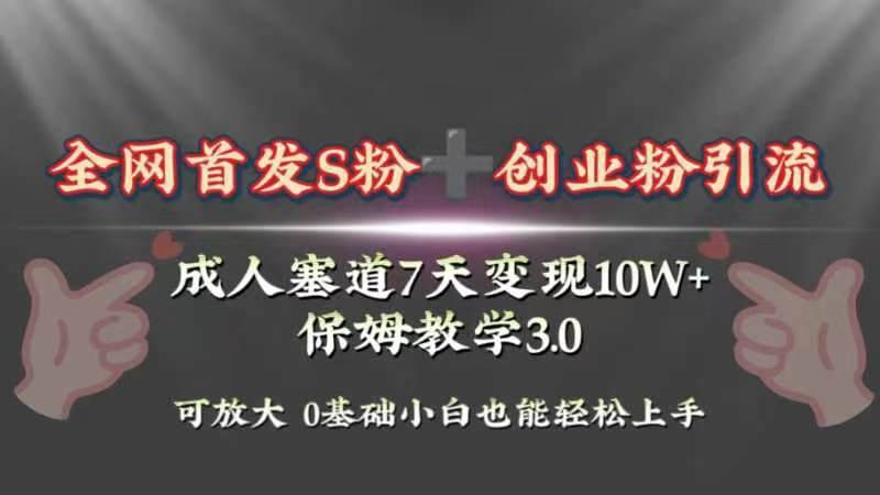 全网首发s粉加创业粉引流变现，成人用品赛道7天变现10w+保姆教学3.0创鑫阁-网创项目资源站-副业项目-创业项目-搞钱项目创鑫阁