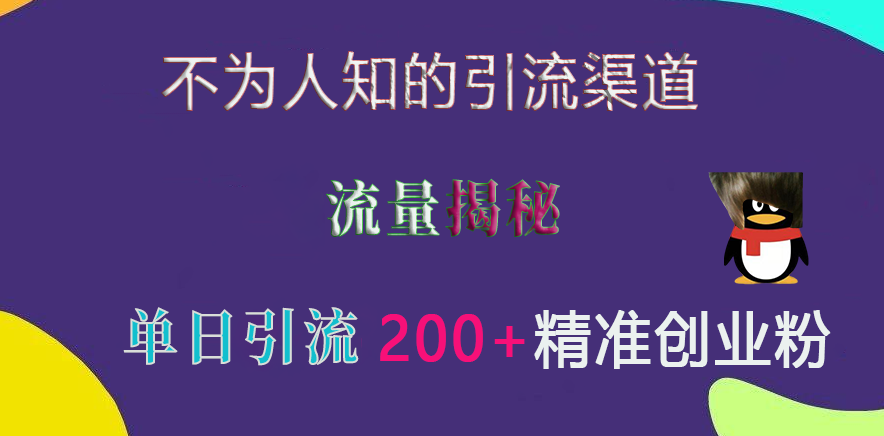 不为人知的引流渠道，流量揭秘，实测单日引流200+精准创业粉创鑫阁-网创项目资源站-副业项目-创业项目-搞钱项目创鑫阁