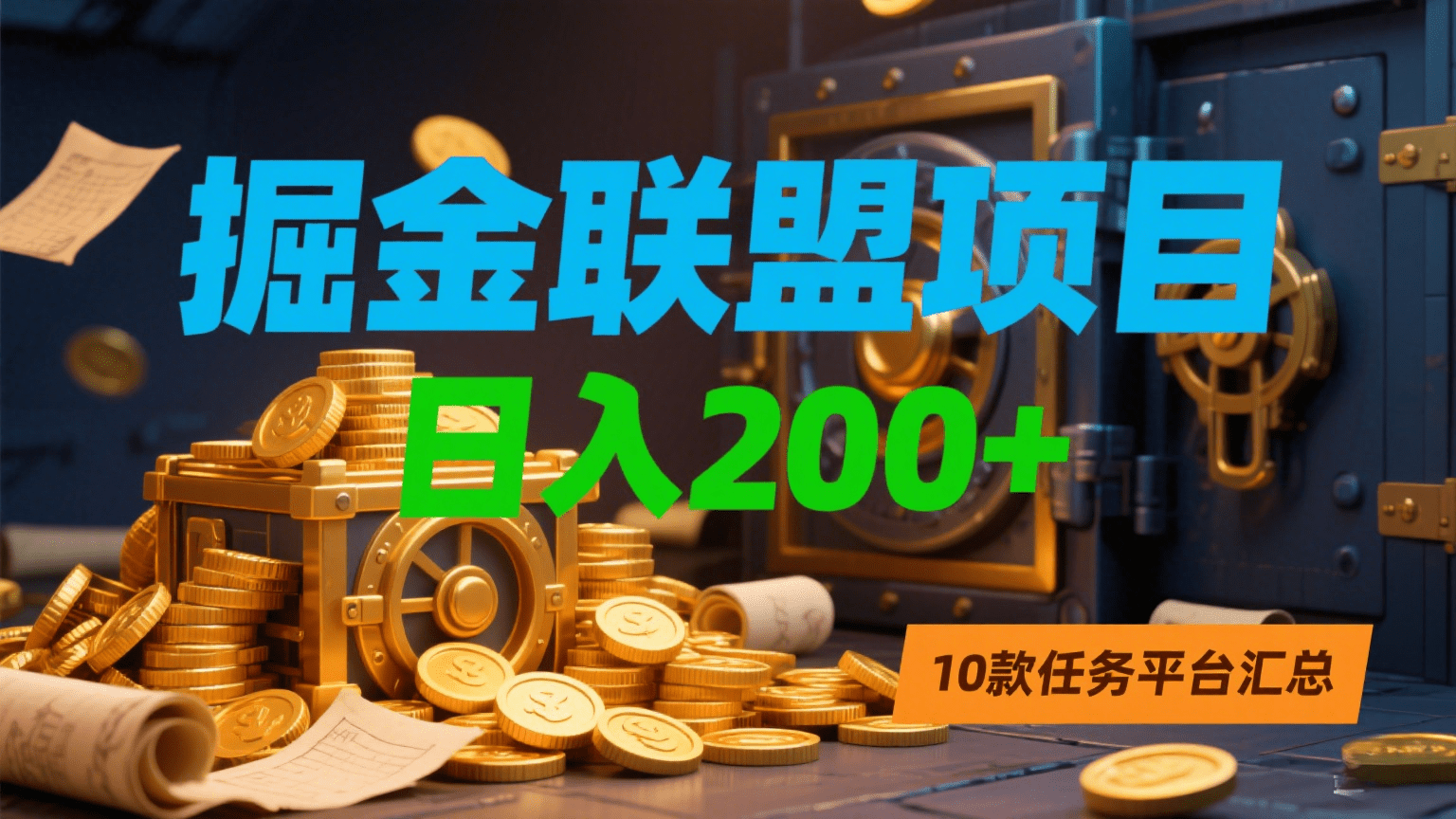 掘金联盟项目，日入200+，10款任务平台汇总创鑫阁-网创项目资源站-副业项目-创业项目-搞钱项目创鑫阁