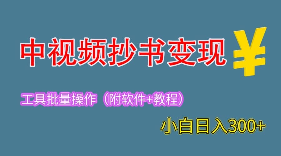 2023中视频抄书变现（附工具+教程），一天300+，特别适合新手操作的副业创鑫阁-网创项目资源站-副业项目-创业项目-搞钱项目创鑫阁