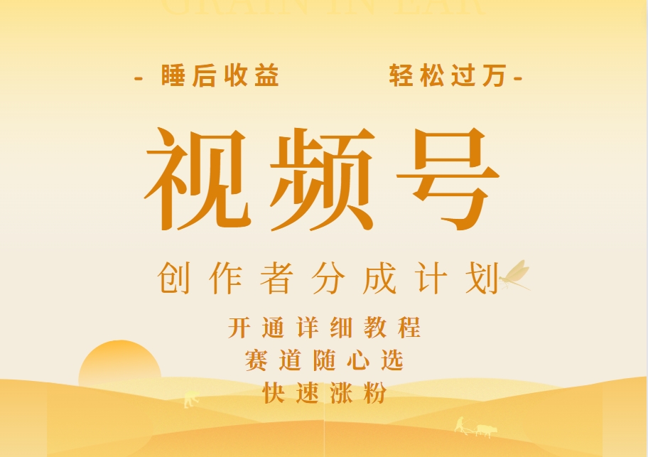 详解视频号创作者分成计划，暴力起号，可同步多平台，实现睡后收入2W+，看懂即可操作！创鑫阁-网创项目资源站-副业项目-创业项目-搞钱项目创鑫阁