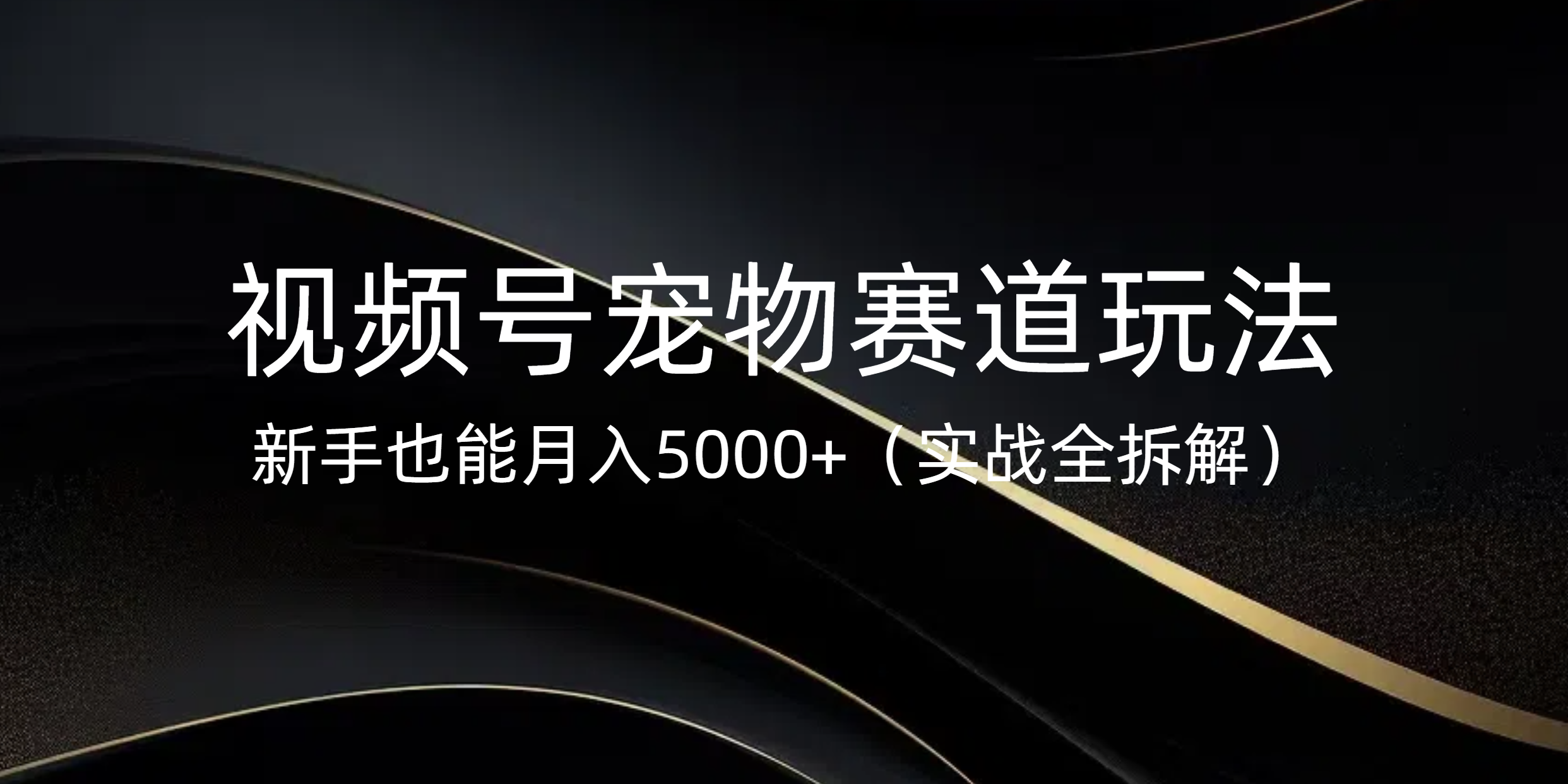 视频号宠物赛道玩法，新手也能月入5000+（实战全拆解）创鑫阁-网创项目资源站-副业项目-创业项目-搞钱项目创鑫阁