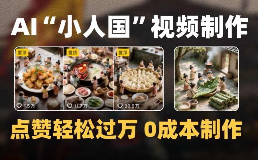 爆款1000W+微缩景观迷你小人国AI视频，0成本制作全流程教学创鑫阁-网创项目资源站-副业项目-创业项目-搞钱项目创鑫阁