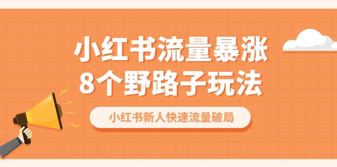 小红书流量-暴涨8个野路子玩法：小红书新人快速流量破局（8节课）创鑫阁-网创项目资源站-副业项目-创业项目-搞钱项目创鑫阁