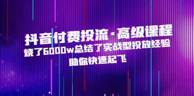 抖音付费投流·高级课程，烧了6000w总结了实战型投放经验，助你快速起飞创鑫阁-网创项目资源站-副业项目-创业项目-搞钱项目创鑫阁