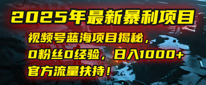 2025年最新暴利项目：视频号蓝海项目揭秘，0粉丝0经验，日入1000+，官方流量扶持！创鑫阁-网创项目资源站-副业项目-创业项目-搞钱项目创鑫阁