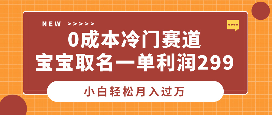 0成本冷门赛道，宝宝取名一单利润299，小白轻松月入过万创鑫阁-网创项目资源站-副业项目-创业项目-搞钱项目创鑫阁