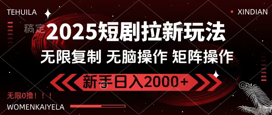 2025短剧拉新玩法，无需注册登录，无限0撸，无脑批量操作日入2000+创鑫阁-网创项目资源站-副业项目-创业项目-搞钱项目创鑫阁