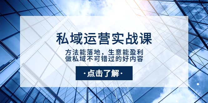 私域运营实战课：方法能落地，生意能盈利，做私域不可错过的好内容创鑫阁-网创项目资源站-副业项目-创业项目-搞钱项目创鑫阁