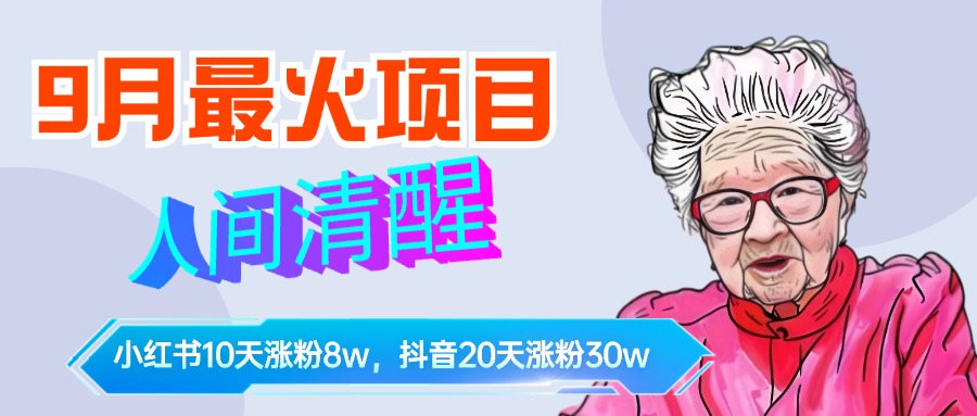 9月最火项目，人间清醒柒奶奶，10天小红薯涨粉8w+，单篇笔记报价1400.创鑫阁-网创项目资源站-副业项目-创业项目-搞钱项目创鑫阁