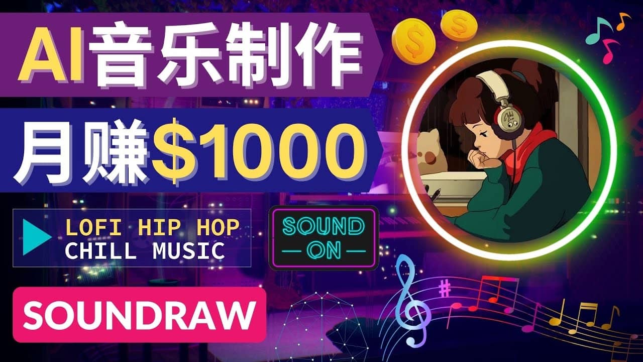 无需任何音乐基础： 使用AI软件制作Lofi Hip Hop Chill Music 月赚1000美元创鑫阁-网创项目资源站-副业项目-创业项目-搞钱项目创鑫阁