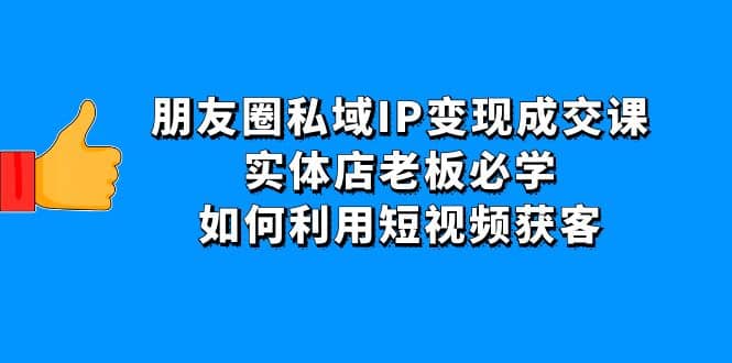 朋友圈私域IP变现成交课：实体店老板必学，如何利用短视频获客创鑫阁-网创项目资源站-副业项目-创业项目-搞钱项目创鑫阁