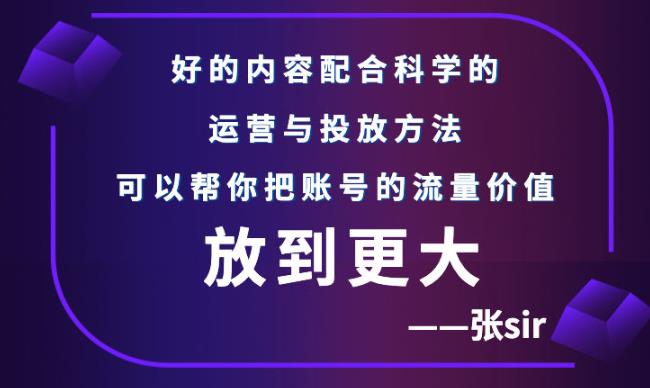 张sir账号流量增长课，告别海王流量，让你的流量更精准创鑫阁-网创项目资源站-副业项目-创业项目-搞钱项目创鑫阁