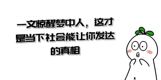 某公众号付费文章《一文 惊醒梦中人，这才是当下社会能让你发达的真相》创鑫阁-网创项目资源站-副业项目-创业项目-搞钱项目创鑫阁