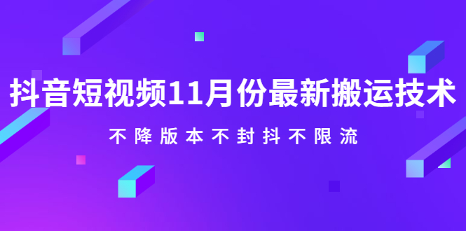 抖音短视频11月份最新搬运技术，不降版本不封抖不限流！【视频课程】创鑫阁-网创项目资源站-副业项目-创业项目-搞钱项目创鑫阁