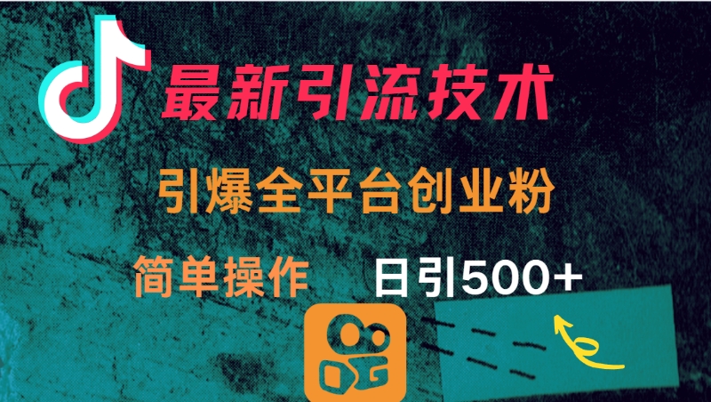 最新引流方法，引爆全平台创业粉操作简单，日引300＋创鑫阁-网创项目资源站-副业项目-创业项目-搞钱项目创鑫阁