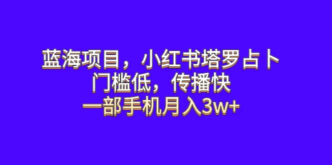 蓝海项目，小红书塔罗占卜，门槛低，传播快，一部手机月入3w+创鑫阁-网创项目资源站-副业项目-创业项目-搞钱项目创鑫阁