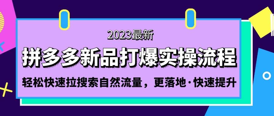 拼多多-新品打爆实操流程：轻松快速拉搜索自然流量，更落地·快速提升创鑫阁-网创项目资源站-副业项目-创业项目-搞钱项目创鑫阁