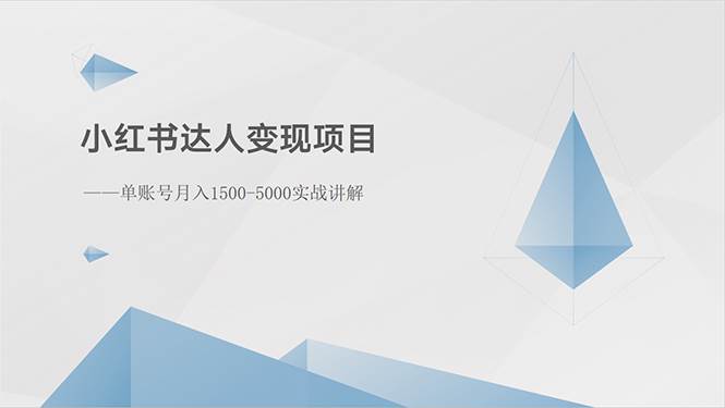 小红书达人变现项目：单账号月入1500-3000实战讲解创鑫阁-网创项目资源站-副业项目-创业项目-搞钱项目创鑫阁