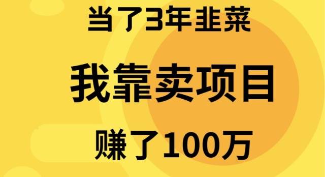 当了3年韭菜，我靠卖项目赚了100万创鑫阁-网创项目资源站-副业项目-创业项目-搞钱项目创鑫阁