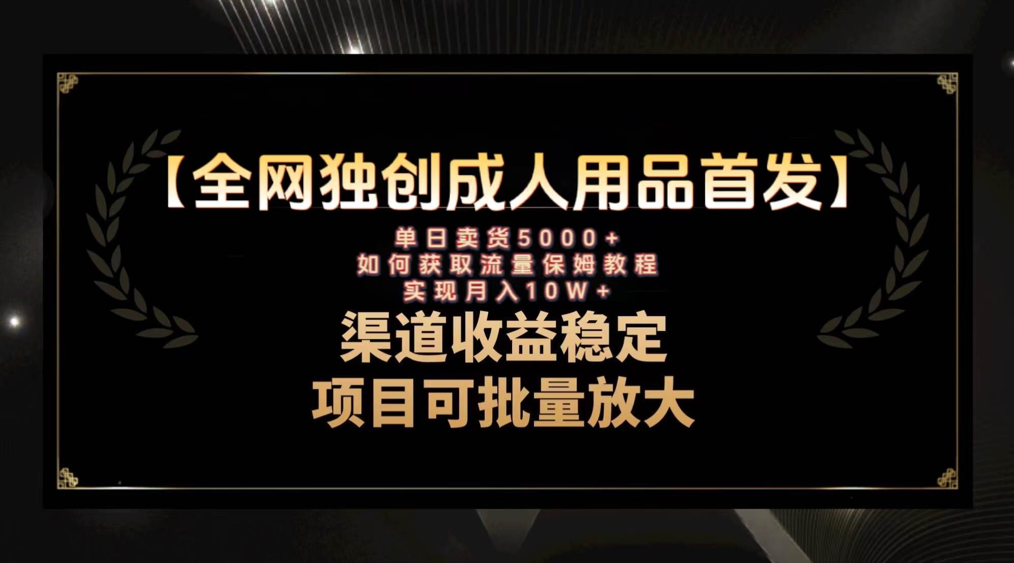 最新全网独创首发，成人用品赛道引流获客，月入10w保姆级教程创鑫阁-网创项目资源站-副业项目-创业项目-搞钱项目创鑫阁