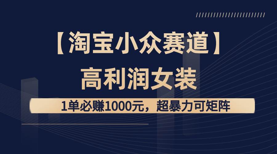 【淘宝小众赛道】高利润女装：1单必赚1000元，超暴力可矩阵创鑫阁-网创项目资源站-副业项目-创业项目-搞钱项目创鑫阁