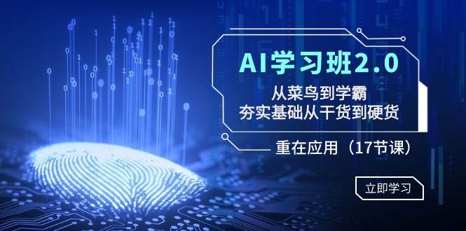 AI学习班2.0：从菜鸟到学霸，夯实基础从干货到硬货，重在应用（17节课）创鑫阁-网创项目资源站-副业项目-创业项目-搞钱项目创鑫阁