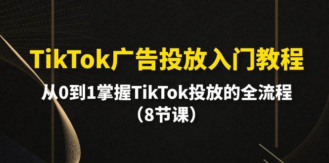 TikTok广告投放入门教程，从0到1掌握TikTok投放的全流程（8节课）创鑫阁-网创项目资源站-副业项目-创业项目-搞钱项目创鑫阁