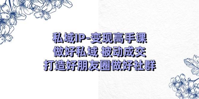 私域IP-变现高手课：做好私域 被动成交，打造好朋友圈做好社群（18节）创鑫阁-网创项目资源站-副业项目-创业项目-搞钱项目创鑫阁