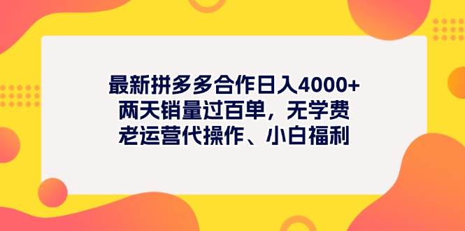 最新拼多多项目日入4000+两天销量过百单，无学费、老运营代操作、小白福利创鑫阁-网创项目资源站-副业项目-创业项目-搞钱项目创鑫阁