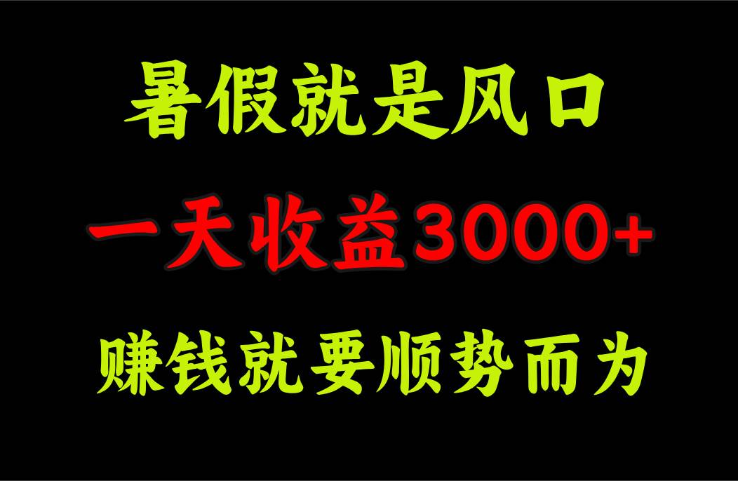 一天收益3000+ 赚钱就是顺势而为，暑假就是风口创鑫阁-网创项目资源站-副业项目-创业项目-搞钱项目创鑫阁