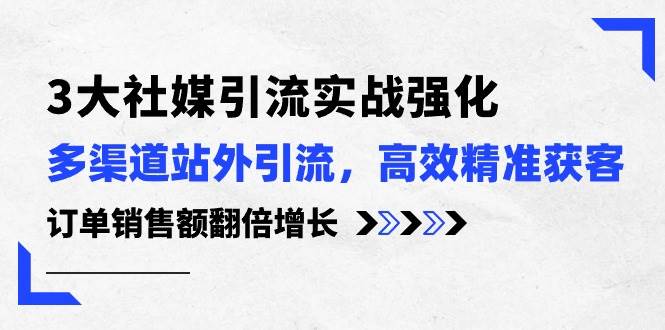 3大社媒引流实操强化，多渠道站外引流/高效精准获客/订单销售额翻倍增长创鑫阁-网创项目资源站-副业项目-创业项目-搞钱项目创鑫阁