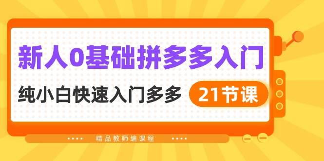 新人0基础拼多多入门，纯小白快速入门多多（21节课）创鑫阁-网创项目资源站-副业项目-创业项目-搞钱项目创鑫阁