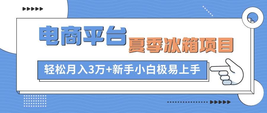 电商平台夏季冰箱项目，轻松月入3万+，新手小白极易上手创鑫阁-网创项目资源站-副业项目-创业项目-搞钱项目创鑫阁